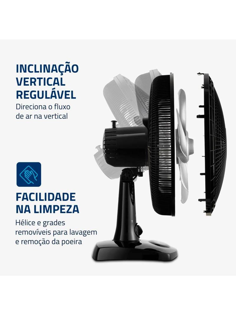 Ventilador de mesa 30cm mondial super power vsp-30-b 6 pás 3 velocidades - preto