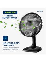 Ventilador de mesa 30cm mondial super power vsp-30-b 6 pás 3 velocidades - preto