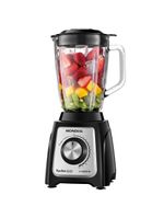 Liquidificador mondial turbo glass l-1400 gi preto/inox 1400w com jarra de vidro