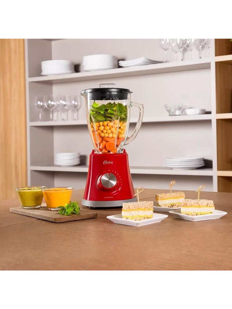 Liquidificador oster super chef rr8 vermelho com copo de vidro 750w e 8 velocidades