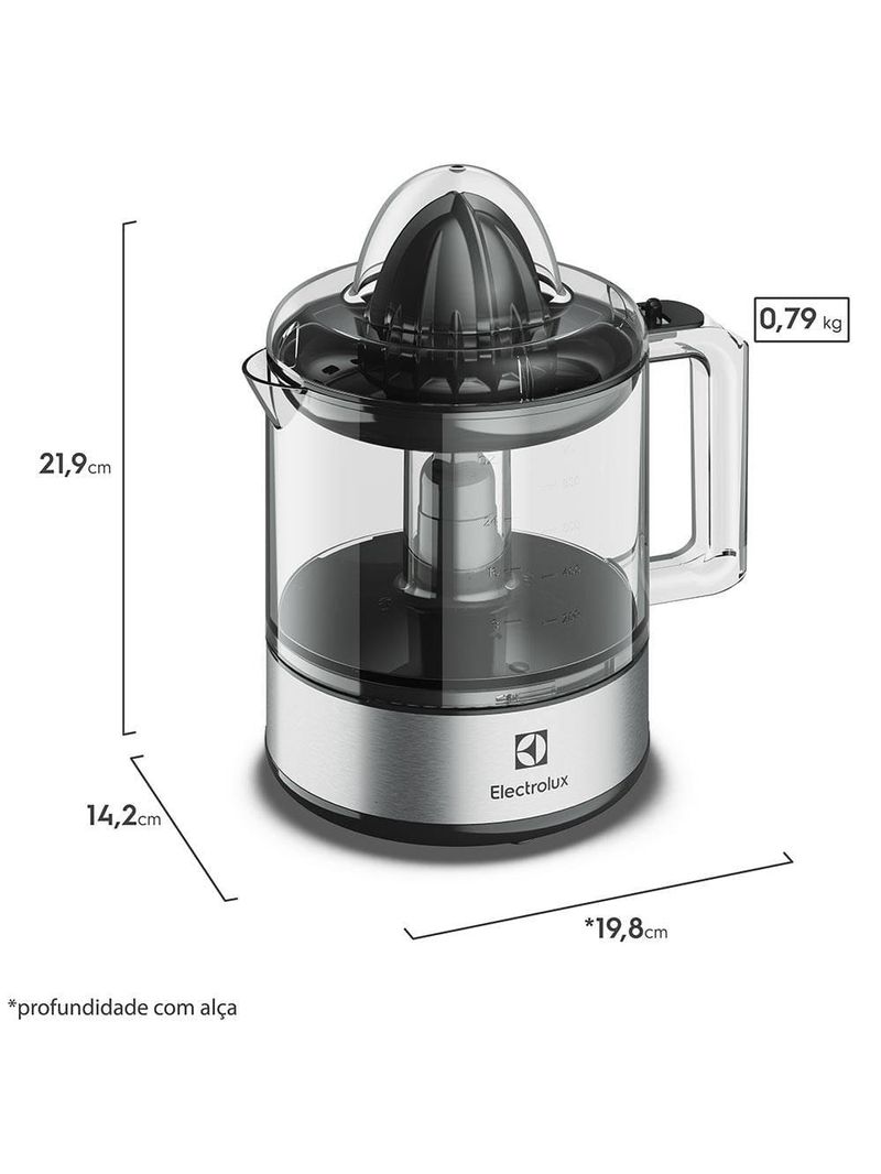 Espremedor de frutas electrolux efficent ecp10 com 2 cones, 800 ml e 30 w - preto