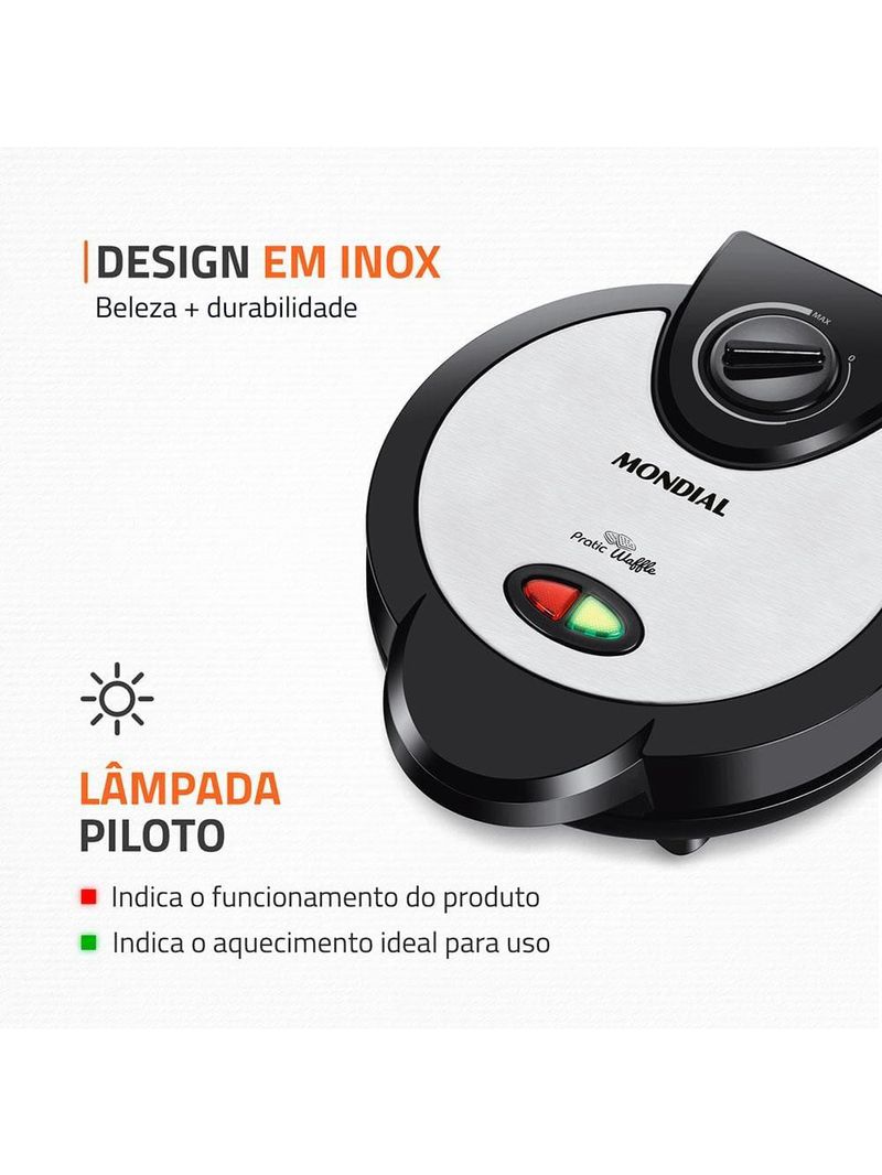 Máquina de waffle mondial pratic waffle gw-01