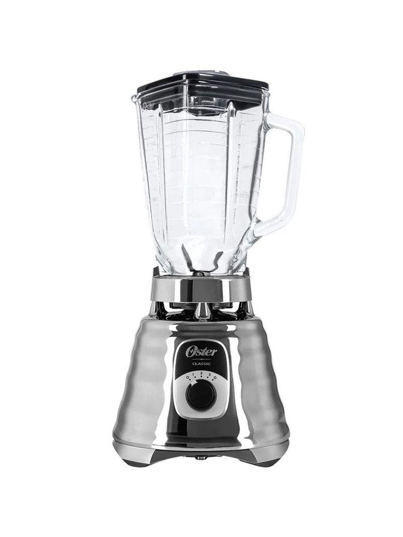 Liquidificador oster new osterizer clássico blst4655 prata com copo de vidro, 700w e 3 velocidades