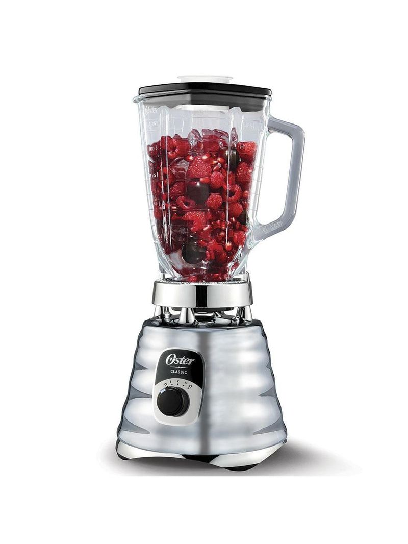 Liquidificador oster new osterizer clássico blst4655 prata com copo de vidro, 700w e 3 velocidades