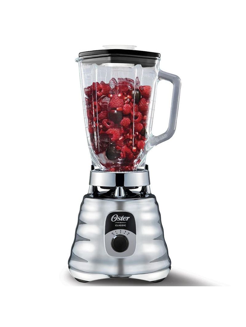 Liquidificador oster new osterizer clássico blst4655 prata com copo de vidro, 700w e 3 velocidades