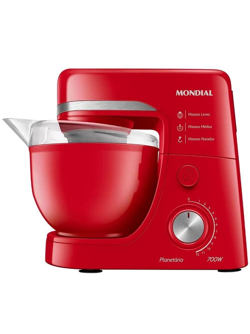 Batedeira planetária mondial bp-03 com 12 velocidades e 700w - vermelha
