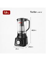 Liquidificador mondial turbo full black l900fb preto 900w com 5 velocidades