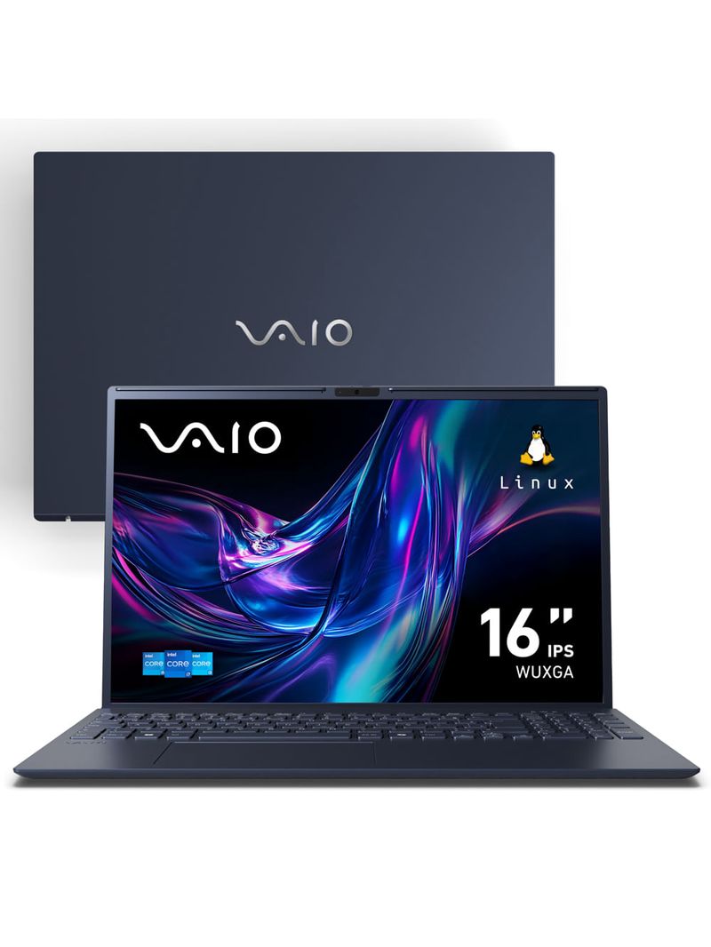 Notebook VAIO FE16 Intel® Core™ i3-1315U Linux 8GB RAM 512GB SSD 16" IPS WUXGA Antirreflexo - Cinza Grafite