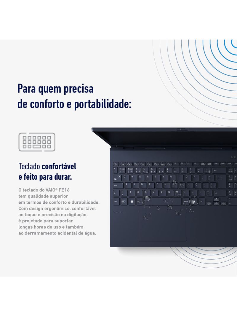 Notebook VAIO FE16 Intel® Core™ i3-1315U Linux 8GB RAM 512GB SSD 16" IPS WUXGA Antirreflexo - Cinza Grafite