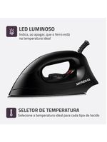 Ferro de passar a seco mondial fsn-55-b base em alumínio polido preto