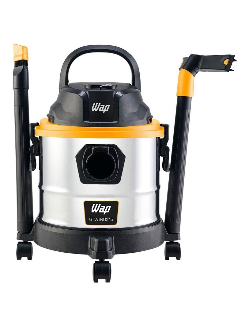 Aspirador de pó e Água wap gtw inox 15 1700w com bocal de sopro - preto/amarelo