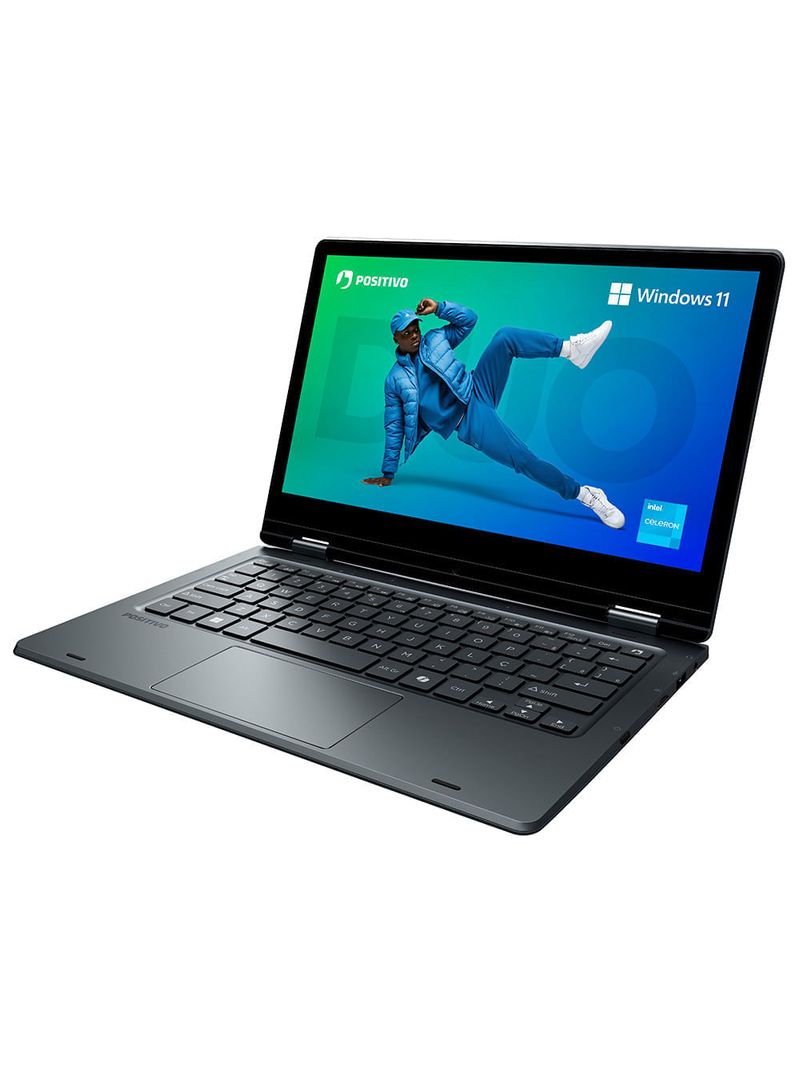 Notebook 2 em 1 Positivo Duo C8128E Intel® Celeron® N4500 Windows 11 Home 8GB RAM 128GB eMMC 11” LED HD IPS - Cinza