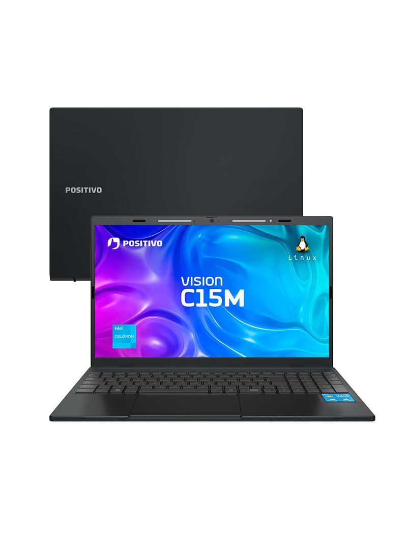 Notebook Positivo Vision C15M Intel® Celeron® N4500 Linux 8GB RAM 256GB eMMC 156" Full  HD IPS – Minitela - Cinza