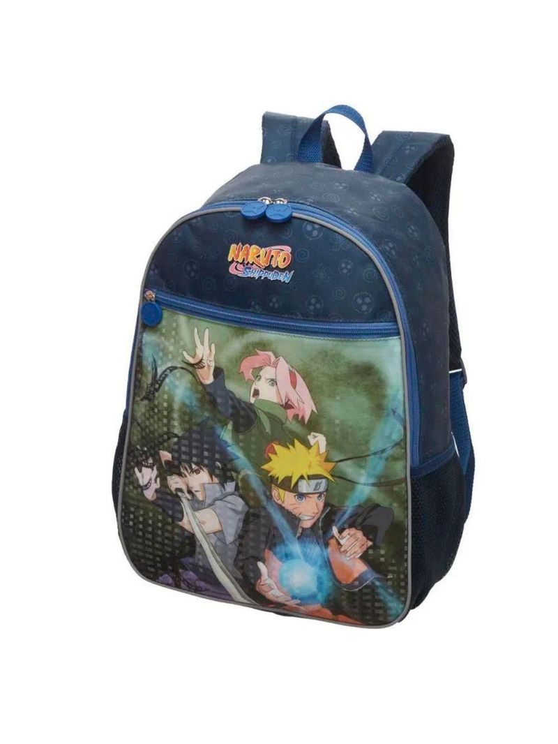 Kit Mochila Costas Lancheira Térmica Escolar Infantil Naruto Shippuden Time 7 Azul