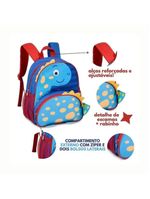 Mochila De Costas Dinossauro Azul Clio Pets 13 Cp24509d