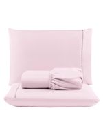 Jogo cama lençol unique casal padrão micro percal 400 fios ponto palito 3 peças - rosa