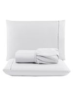Jogo cama lençol unique casal padrão micro percal 400 fios ponto palito 3 peças - branco