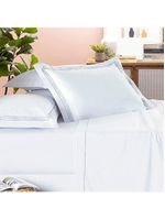 Jogo cama lençol trivio casal 400 fios bordado fronhas aba americana 4 peças branco