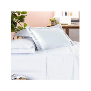 Jogo cama lençol trivio casal 400 fios bordado fronhas aba americana 4 peças branco