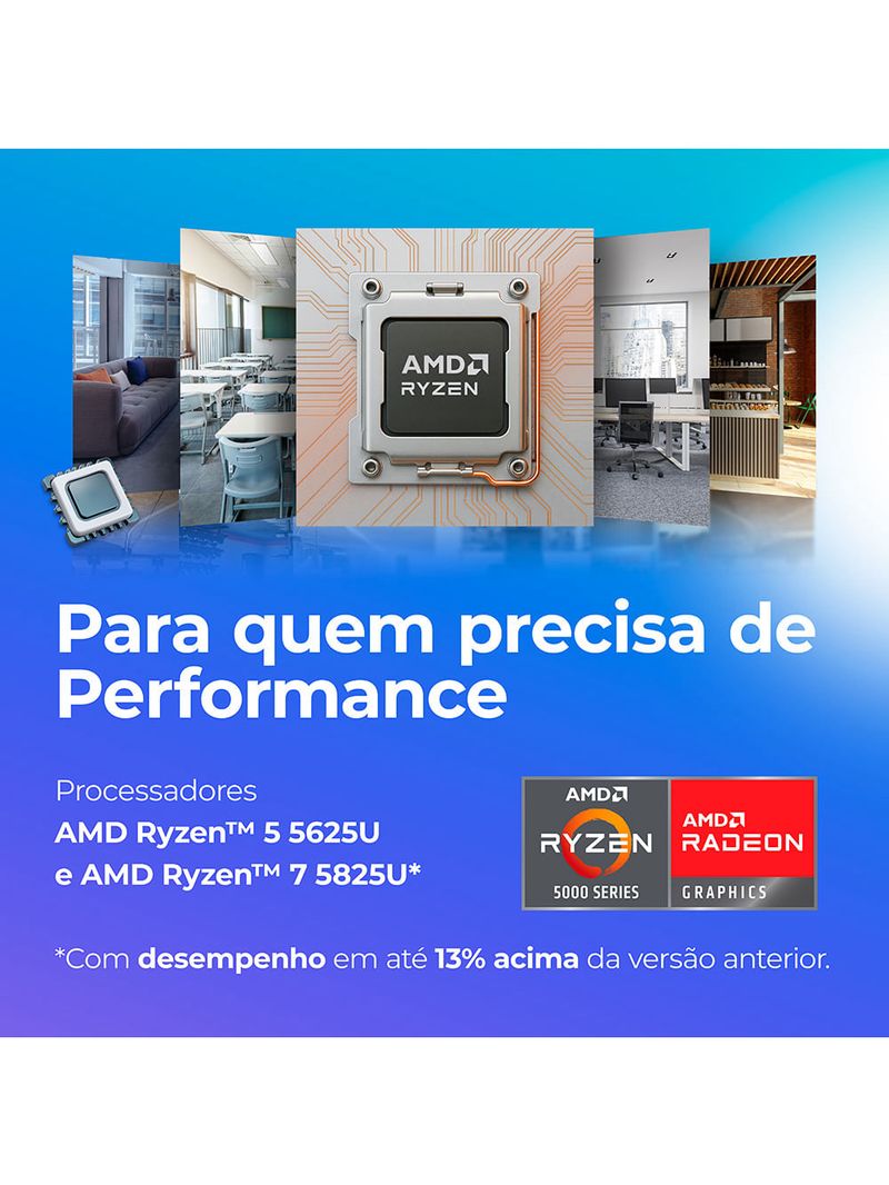 Notebook Positivo Vision R15M AMD® Ryzen 7-5825U Windows 11 Home 32GB 512GB SSD Wi-Fi 6 156” Full HD IPS Minitela - Preto