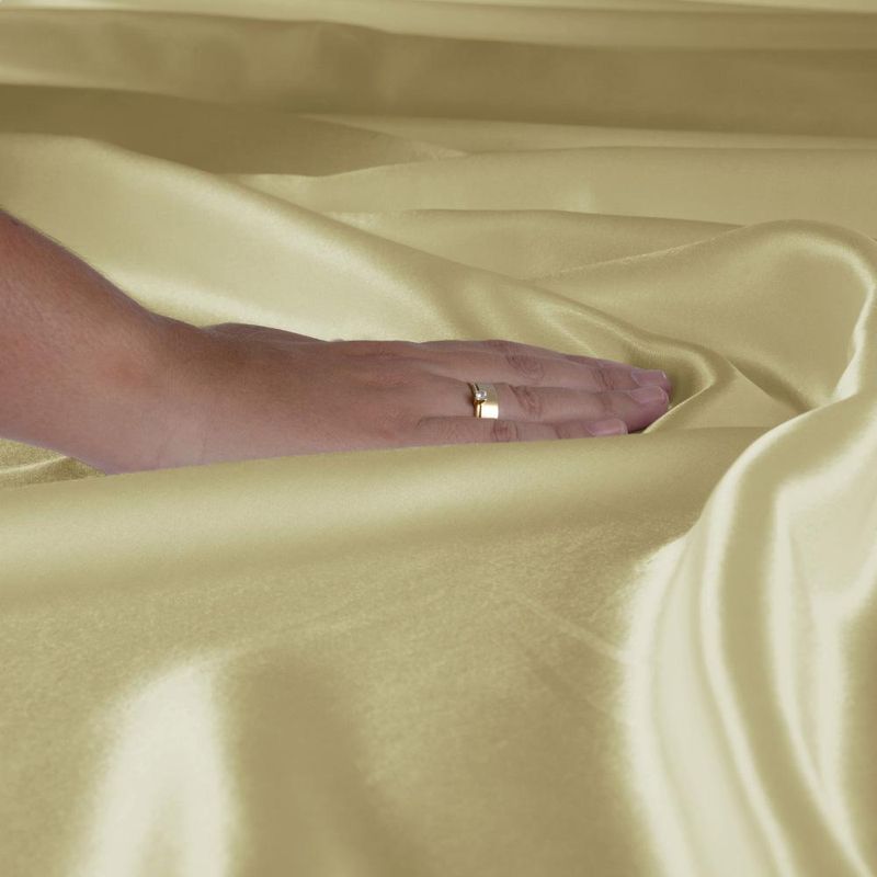 Jogo cama lençol splendore casal padrão cetim charmousse alto brilho 4 peças - dourado