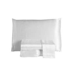 Jogo cama lençol splendore queen cetim charmousse alto brilho 4 peças - branco