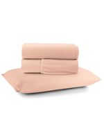 Jogo cama lençol sonnet solteiro malha lisa 100% algodão macio 3 peças - salmão