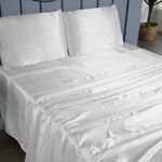Jogo cama lençol splendore casal padrão cetim charmousse alto brilho 4 peças - branco