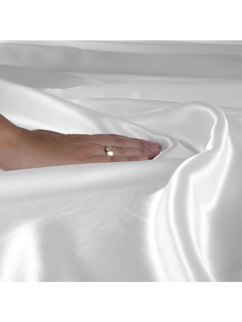 Jogo cama lençol splendore casal padrão cetim charmousse alto brilho 4 peças - branco