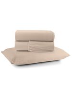 Jogo cama lençol sonnet solteiro malha lisa 100% algodão macio 3 peças - avelã