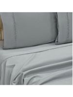 Jogo cama lençol trento queen guipir micro percal 300 fios c/ ponto infinito 4 peças - cinza