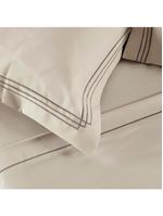 Jogo cama lençol trivio casal 400 fios bordado fronhas aba americana 4 peças bege