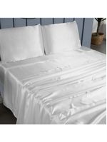 Jogo cama lençol splendore king cetim charmousse alto brilho 4 peças - branco