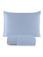 Jogo cama lençol sonnet solteiro malha lisa 100% algodão macio 2 peças - azul claro