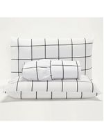 Jogo cama lençol square casal quadriculado percal 180 fios 3 peças - branco