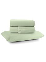 Jogo cama lençol sonnet solteiro malha lisa 100% algodão macio 3 peças - verde claro