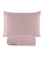 Jogo cama lençol sonnet solteiro malha lisa 100% algodão macio 2 peças - rosê