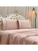 Jogo cama lençol trento queen guipir micro percal 300 fios c/ ponto infinito 4 peças - rosê