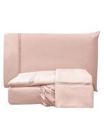 Jogo cama lençol trento queen guipir micro percal 300 fios c/ ponto infinito 4 peças - rosê