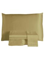 Jogo cama lençol splendore queen cetim charmousse alto brilho 4 peças - dourado