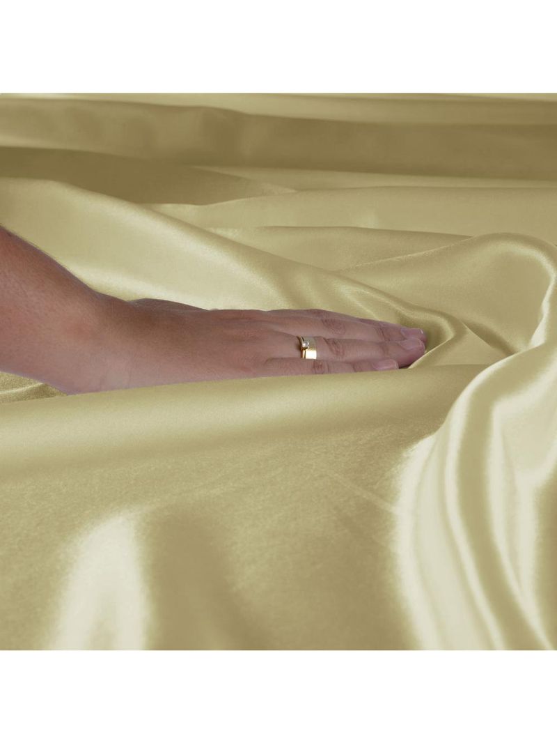 Jogo cama lençol splendore queen cetim charmousse alto brilho 4 peças - dourado