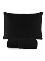 Jogo cama lençol sonnet solteiro malha lisa 100% algodão macio 2 peças - preto