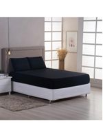 Jogo cama lençol sonnet solteiro malha lisa 100% algodão macio 2 peças - preto