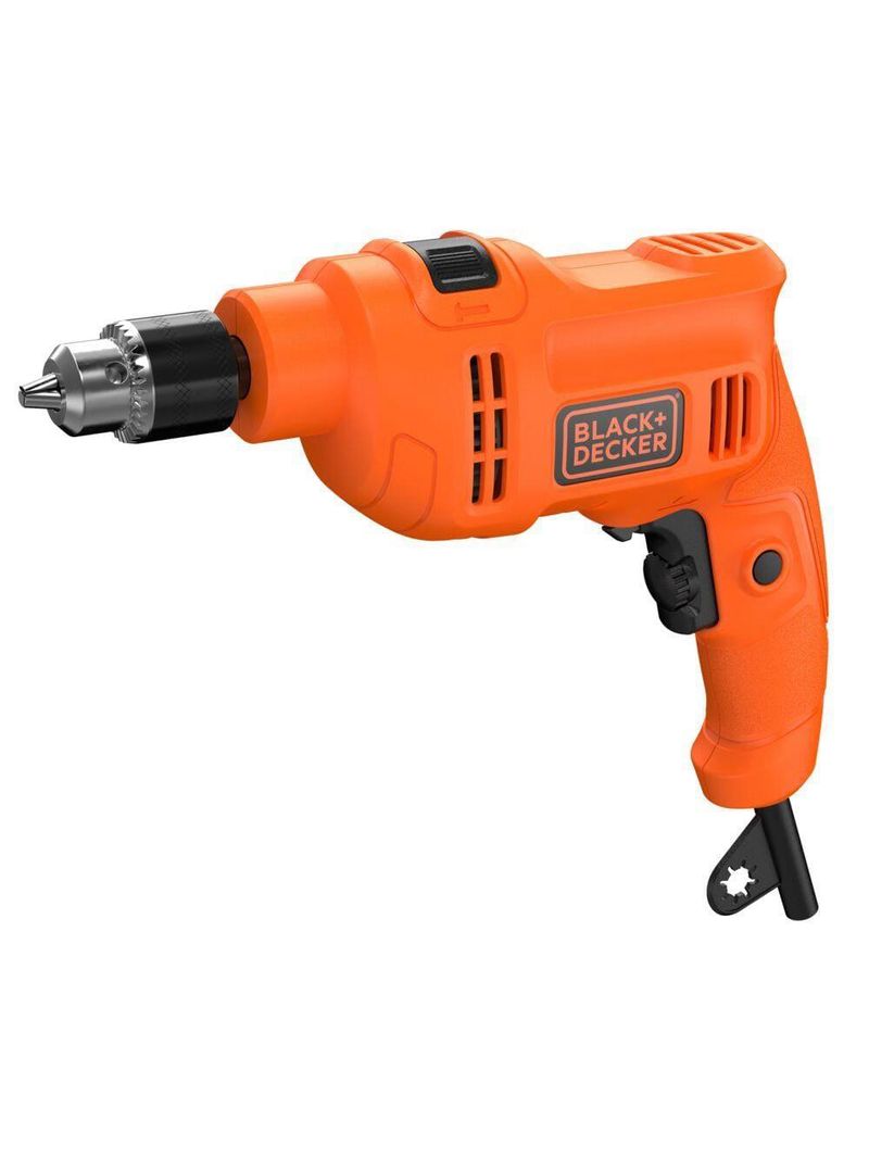 Furadeira de impacto black+decker bed710550 3/8" 550w empunhadura ergonômica gatilho anatômico laranja e preta