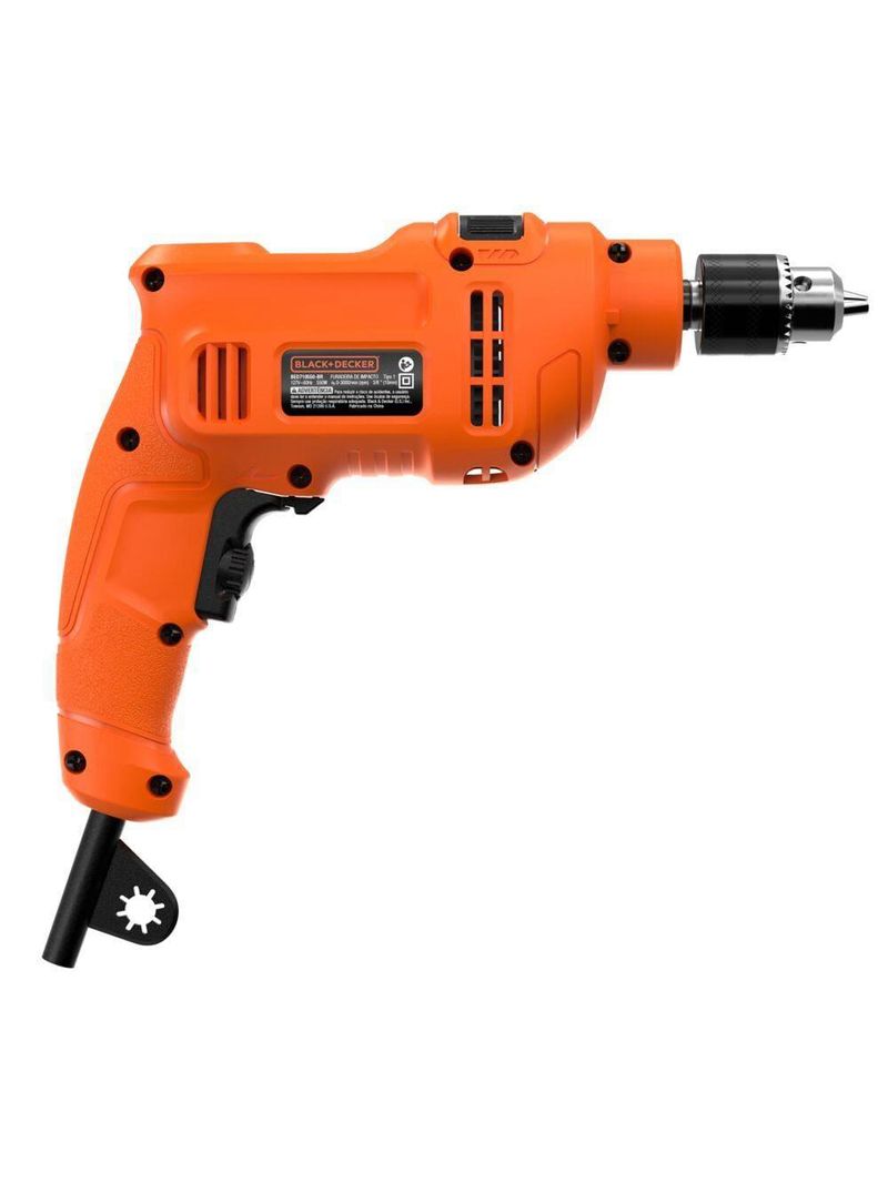 Furadeira de impacto black+decker bed710550 3/8" 550w empunhadura ergonômica gatilho anatômico laranja e preta