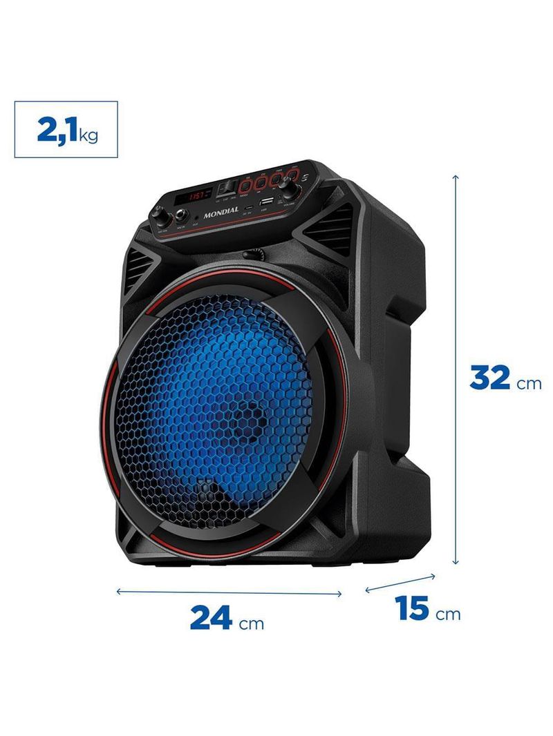 Caixa amplificada mondial cm-150 com bluetooth, usb, rádio fm e função tws - 150w