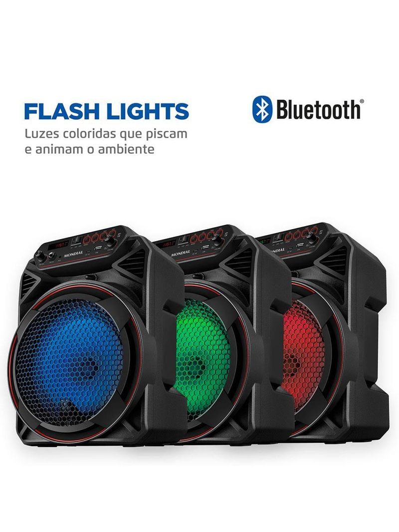 Caixa amplificada mondial cm-150 com bluetooth, usb, rádio fm e função tws - 150w