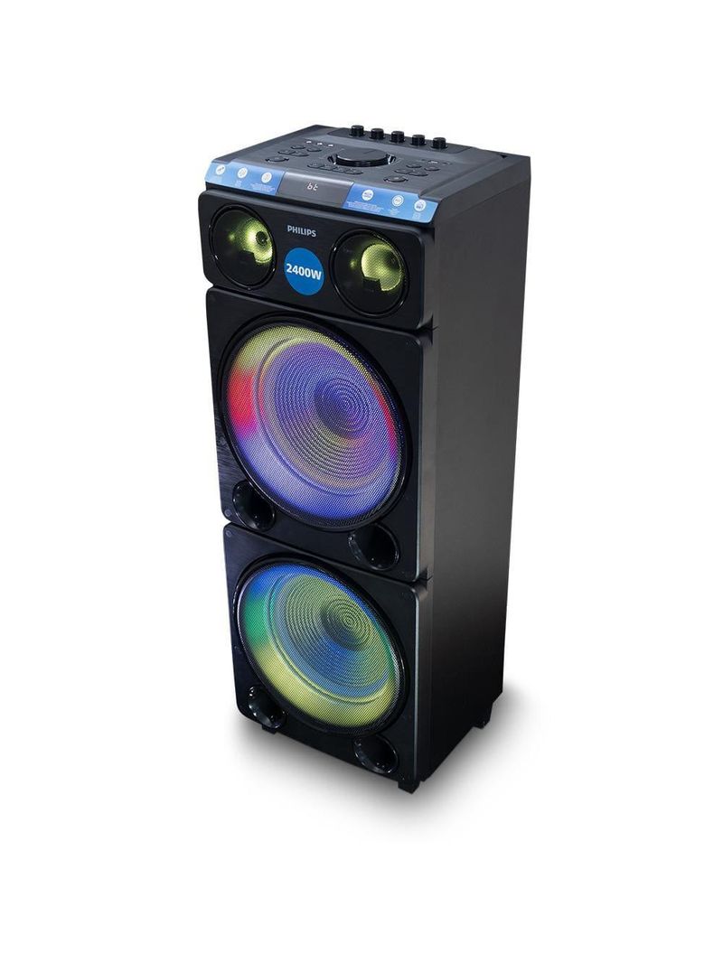 Caixa de som philips party speaker tax5509 2400w bluetooth luzes led preta