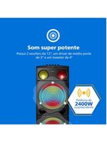 Caixa de som philips party speaker tax5509 2400w bluetooth luzes led preta