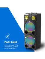 Caixa de som philips party speaker tax5509 2400w bluetooth luzes led preta
